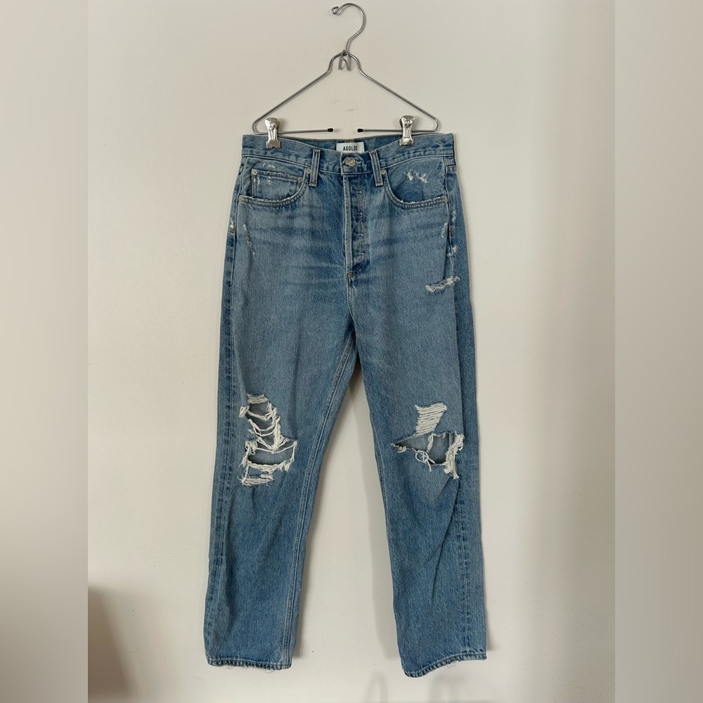 Agolde 90's Jeans Womens 27 Distressed High Rise Straight Leg Made USA